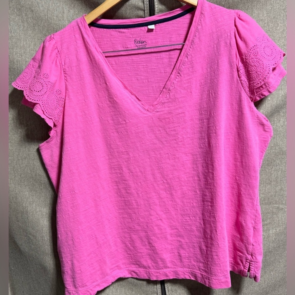5-Boden Broderie Cotton V-Neck T-Shirt Bundle (White,Black,Pink,Navy,Orange) 16 - Picture 10 of 16